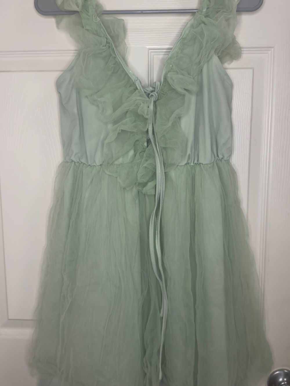 Children's Sage Green Ruffle Tulle Dress